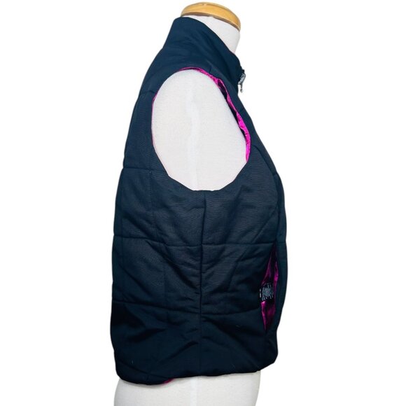 Kenneth Cole Womens Puffer Vest Black & Pink Satin Lined S - Picture 8 of 10